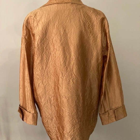 Caroline Rose Crushed Silk Twinset in Gold - Picture 2 of 12